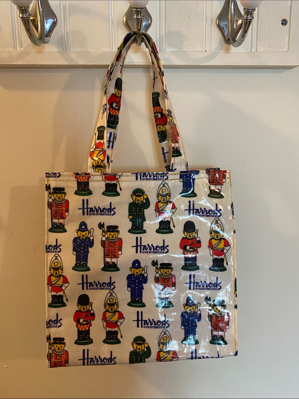 Harrods Vintage Oilcloth Bear Tote Bag